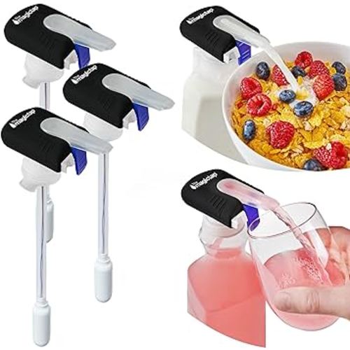 The Magic Tap Automatic Drink Dispenser - Hands-Free Beverage Dispenser for Fridge - Perfect for Milk, Juice - Gifts for Women & Men - 3 Pack, Black