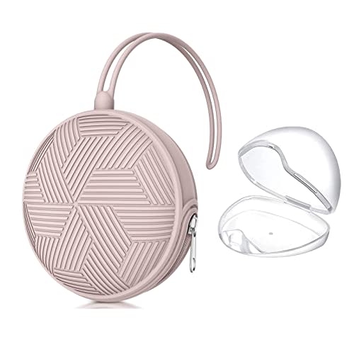 Smlpuame Pacifier Holder Case,BPA Free Portable Pacifier Storage Container,Silicone Baby Pacifier Cover Pouch for Diaper Bag Stroller,Travel Outdoor Activities,Easy to Clean(Pink)