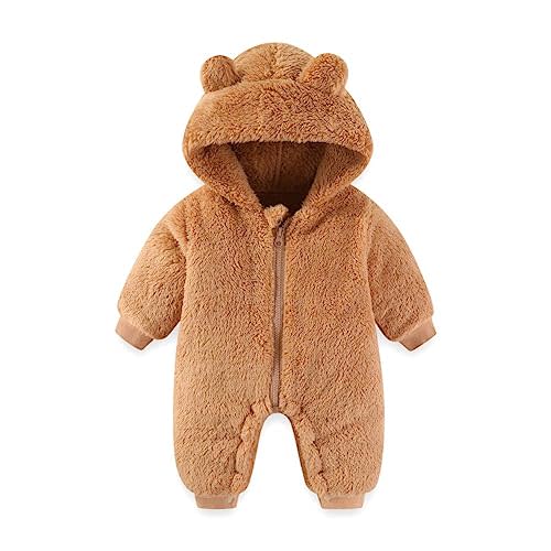 UVIPC Baby Newborn Bear Outfit Fleece Snowsuit Winter Clothes Hooded Jumpsuit Romper for Baby boy girl