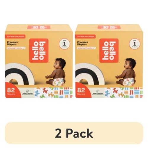 (2 pack) Hello Bello Premium Baby Diapers, Infant Size 1, 82 Count (Select for More Options)