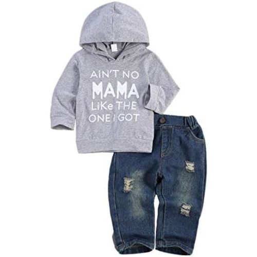 fhutpw Toddler Baby Boy Outfits Hoodie Sweatshirts & Jeans Clothes Set Fall Winter 6 9 12 18 24 Months