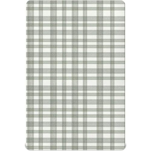 Crib Sheets for Boys Girl Green Plaid Breathable Mini Crib Mattress Sheets Fitted, Watercolor Toddler Fitted Playard Sheet Fits Most Standard Baby mattresses 52 * 28 * 9In