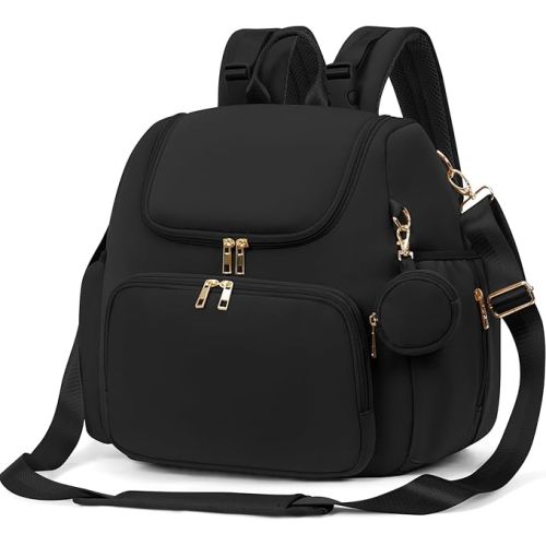 CEI-CEI Neoprene Diaper Bag Backpack Stylish Baby Maternity Bags Travel Tote for Mom with Insulated Pockets, Changing Pad, Stowable Shoulder Strap