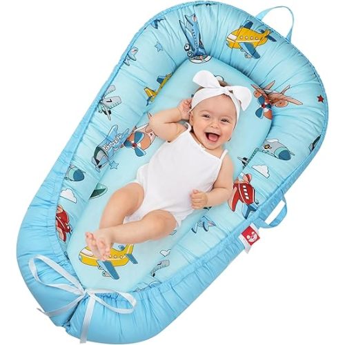 Baby Lounger for Newborn Cover,Removable Slipcover Infant Nest Sleeper-Breathable & Portable Adjustable Cotton Soft Baby Floor Seat -for Travel Snuggle Newborn Essentials