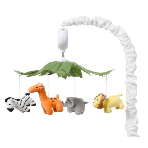 The Peanutshell Jungle Elephant Nursery Safari Animals Musical Crib Mobile for Baby Boys & Girls