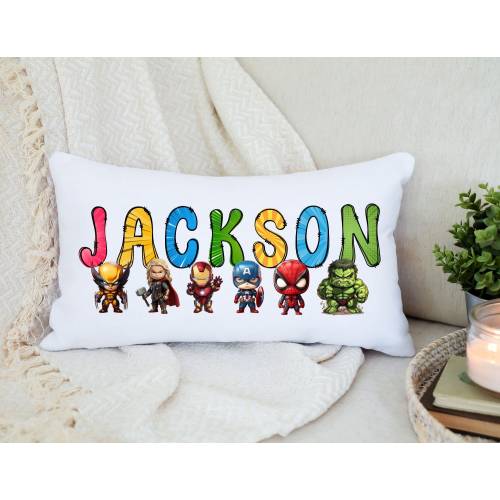 Superhero Kids Name Pillow, Custom Kids Name Pillow, Personalized Kids Pillow, Superhero Name Pillow, Personalized Kids Gift, Name Pillow