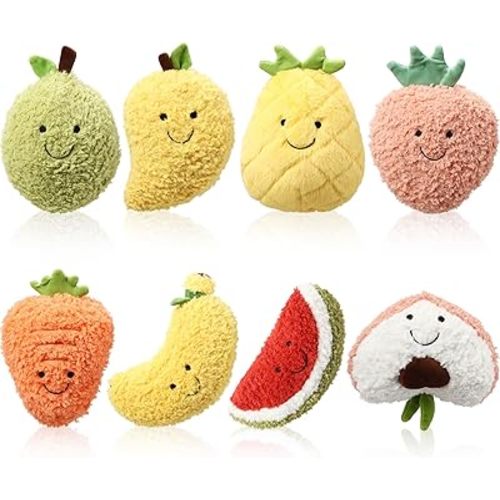 8 Pcs Cute Fruit Plush Pillow Stuffed Fruit Toy 8 Inch Avocado Banana Watermelon Peach Strawberry Mango Carrot Pineapple Plush Toy Kawaii Hugging Plushies for Boys Girls Valentine‘s Day Party