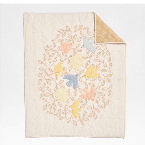 Birdie Blossoms Organic Cotton Baby Crib Quilt