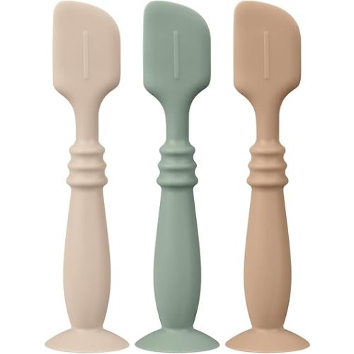 3 Packs Silicone Diaper Cream Applicator with Suction Base, Diaper Cream Spatula Applicator for Babies, Soft Silicone Diaper Cream Brush (Natural/Shifting Sand/Sage)