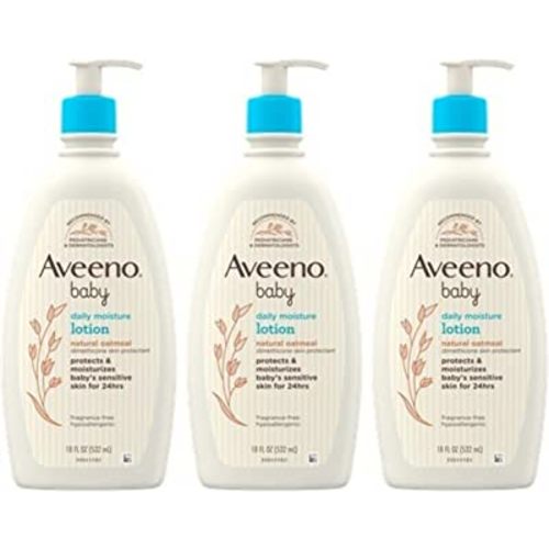 AVEENO BABY Daily Moisture Lotion with Colloidal Oatmeal & Dimethicone, 3 X 18 Fl. Oz, 54.0 Fl Oz (Pack of 3)