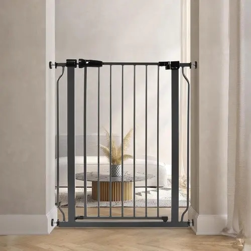 BalanceFrom Walk-Thru Safety Gate for Baby and Pets, Child Proof Fence for Doorways, Stairways, Hallways, 29.1" to 33.8" Opening, 30" Height, White