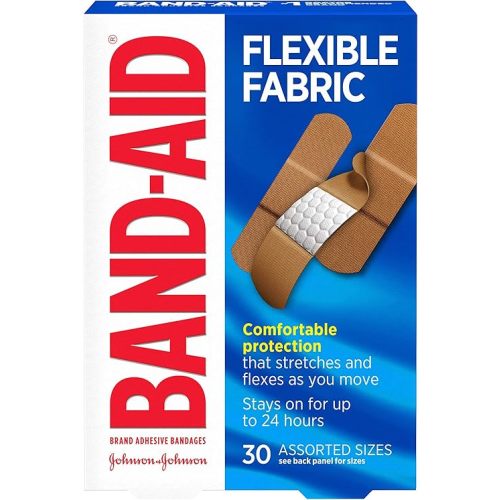 Band-Aid Brand Flexible Fabric Adhesive Bandages, Comfortable Sterile Protection & Wound Care for Minor Cuts & Burns, Quilt-Aid Technology to Cushion Painful Wounds, Assorted Sizes, 30 ct