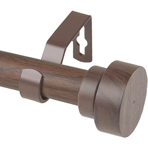 Rod Desyne W100-37-28W2 1" Bonnet Faux Wood Single Curtain Rod, 28-48 inch, Dark Walnut