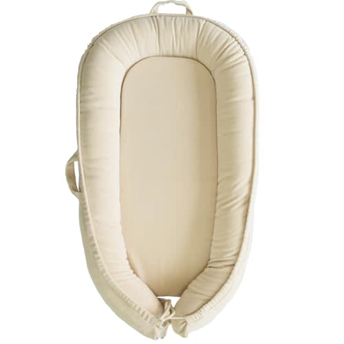 Infant Lounger, Baby Nest Cover for Baby Girls & Boys, Newborn Essentials for Baby 0-18 Months, 100% Cotton Breathable, Co Sleeper for Baby in Bed (Creamy White)