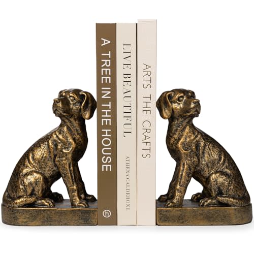 Decorative Bookends for Shelves, Dog Book Ends for Heavy Books, Labrador Retriever Statues Bookends for Heavy Books with Anti-Slip Base Book Holders for Home Office Decor