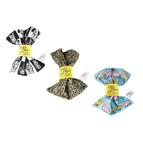 Baby Paper Original Crinkle and Sensory Toy for Babies and Infants | 3 Pack - Farm, Cat Dog, Cheetah | Non-Toxic, Washable | for Baby Showers