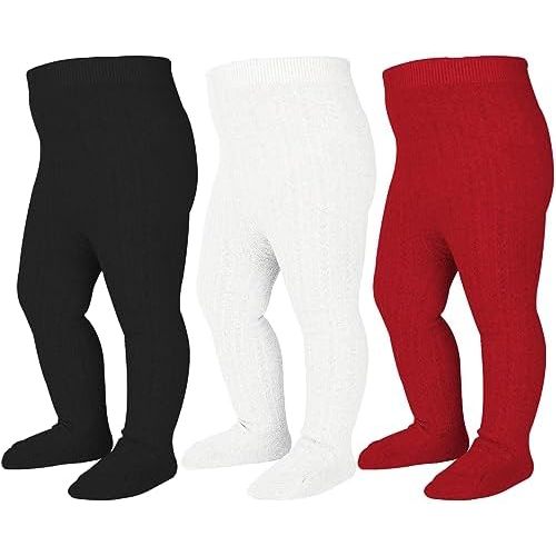 Baby Tights Cable Knit Tights Baby Leggings Seamless Cotton Stockings Pantyhose 3/4 Pack for Infants Toddlers 0-5T
