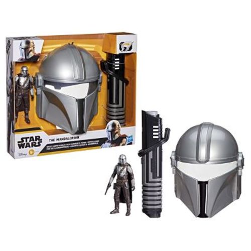 Star Wars The Mandalorian Bounty Hunter Bundle, Darksaber, Mask & Action Figure, Halloween Costume Accessory