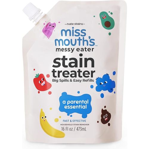 Miss Mouth's Messy Eater Stain Treater - 16oz Refill - Newborn & Baby Essentials - No Dry Cleaning Food, Grease, Coffee Off Laundry, Underwear, Fabric