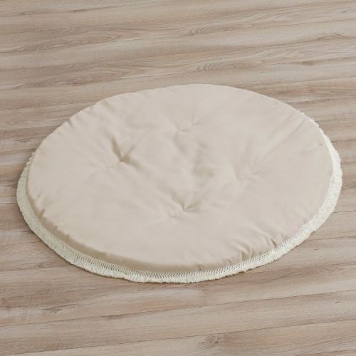 Sweet Jojo Designs Boy Girl Gender Neutral Unisex Baby Tummy Time Playmat Boho Fringe Taupe Linen Collection