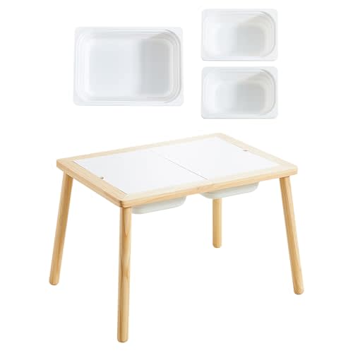 Beright Kids Table, Play Sand Indoor Sensory Table, with 3 Storage Bin for Kids, Perfect Choice for Christmas Thanksgiving Gift