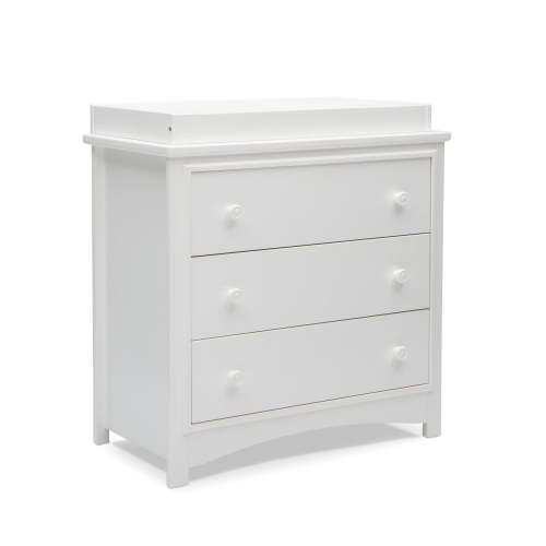 Delta Children Perry 3 Drawer Dresser with Changing Top and Interlocking Drawers, Bianca White