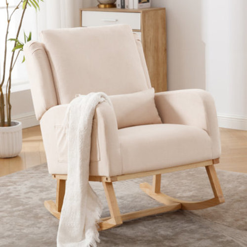 Ebern Designs Discover Our Rocking Chair with Plush Backrest and Supportive Lumbar Pillow – Perfect for Your Relaxation Corner & Reviews | Wayfair