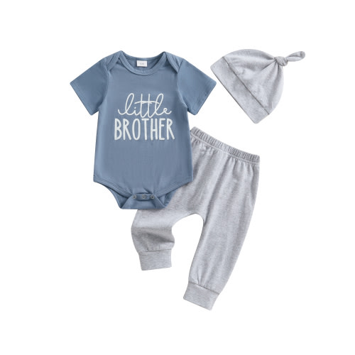 Newborn Baby Boy Outfit T-Shirt Romper Top and Pants Sets Baby Coming Home Clothes Little Brother Summer Clothing