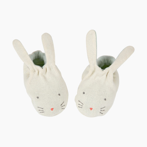 MERI MERI Knit Baby Booties - Mint Bunny, 0-6 Months