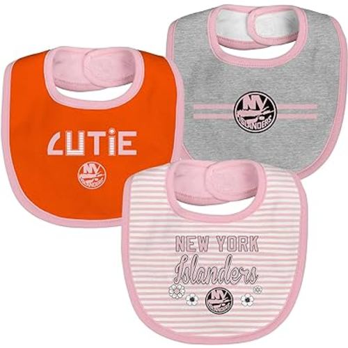 Outerstuff NHL Unisex Baby Fair Catch 3 Piece Pink Drooler Set, One Size
