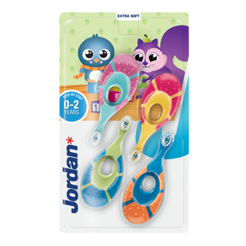 Jordan* , Step 1 Baby Toothbrush , 0-2 Years, Soft Bristles, BPA Free , 4 Pack