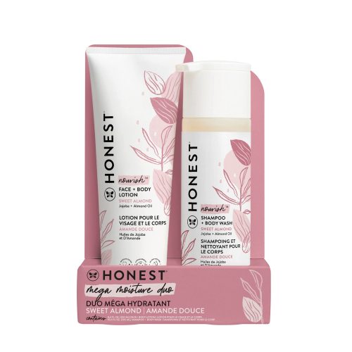 The Honest Company 2Piece Shampoo + Body Wash, Sweet Almond, Shampoo and Body Wash 10 Fl Oz, Face and Body Lotion 8.5 Fl Oz