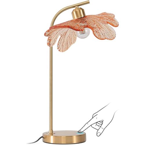Mid Century Modern Table lamp Bedside Table Lamps with Touch Switch Amber Glass Tall Table lamp Gold Desk lamp nightstand lamp Small Table lamp for Bedroom Living Room Farmhouse Office