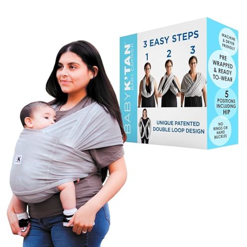 Original Baby K'tan Baby Carrier: #1 Easy Pre-Wrapped, Soft, Slip-On, No Rings, No Buckles | 5 in 1 Baby Sling for Hands-Free Comfort | Heather Grey | X-Large