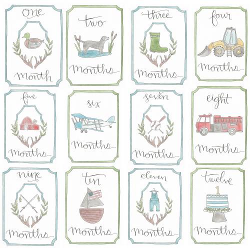 Boy Watercolor Milestone Cards | Baby Gift | New Mom | Gift Ideas | Baby Shower | Baby Month Cards | Memories | Baby Boy