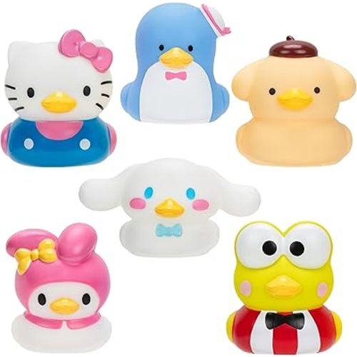 Hello Kitty and Friends Duckz 6-Pack - Rubber Duck Toys - Officially Licensed Sanrio - Hello Kitty, Keroppi, Pompompurin, My Melody, Cinnamoroll, Tuxedosam - Easter Basket Stuffer Gift for Kids