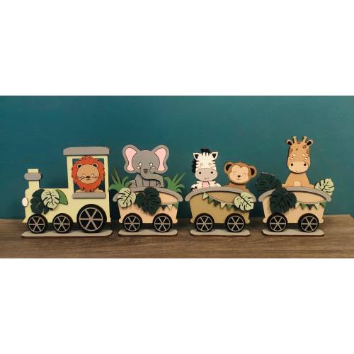 Cute safari decor, safari nursery decor, safari animal shelf decor, wooden safari animals, safari train, safari baby gift