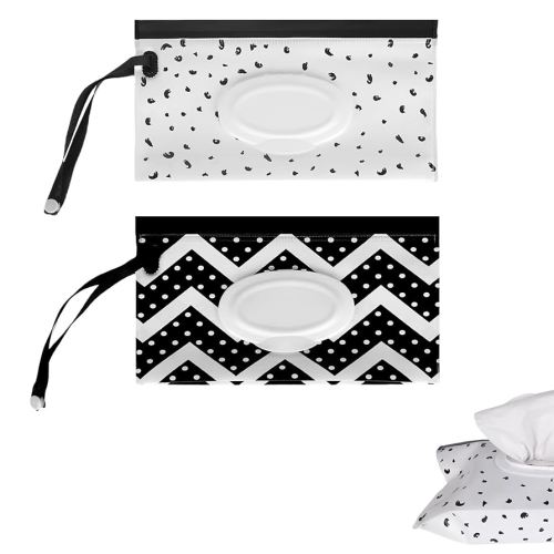 2 Pcs Portable EVA Wet Wipes Bag - Fashionable and Practical for Going Out, Traveling and Outdoor Sports Wet Wipes Dispenser (Wave Type x 1, Feather Type x 1)