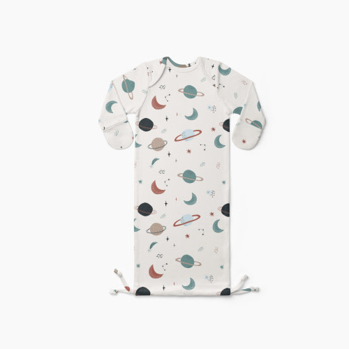 Goumi Kids x Babylist Printed Drawstring Baby Gown - Comet, 0-3 M