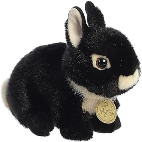 Aurora® Adorable Miyoni® Netherland Dwarf Bunny Stuffed Animal - Lifelike Detail - Cherished Companionship - Black 7.5 Inches