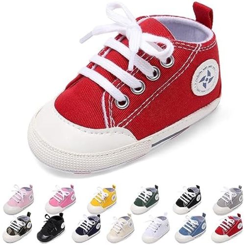 Baby Boys Girls Star High Top Sneaker Soft Anti-Slip Sole Newborn Infant First Walkers Canvas Denim Shoes