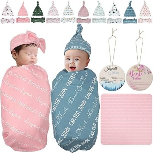 Personalized Baby Swaddle with Name, Custom Baby Blanket, Baby Name Blanket, Personalized Baby Blanket, Custom Newborn Outfit Boy Girl (Names)
