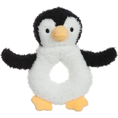 Apricot Lamb Baby Lovey Penguin Soft Rattle Toy, Plush Stuffed Animal for Newborn Soft Over 0 Months (Black Penguin, 6 Inches)