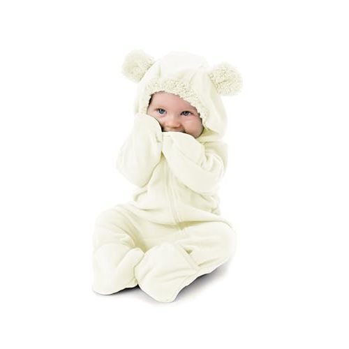 Fleece Baby Bunting Bodysuit – Infant One Piece Kids Hooded Romper Outerwear Toddler Jacket