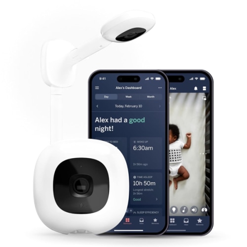 Nanit Pro Smart Baby Monitor & Wall Mount – 1080p Secure Wi-Fi Video Camera, Sensor-Free Sleep & Breathing Motion Tracker, 2-Way Audio, Sound & Motion Alerts, Night Vision, and Breathing Band - White