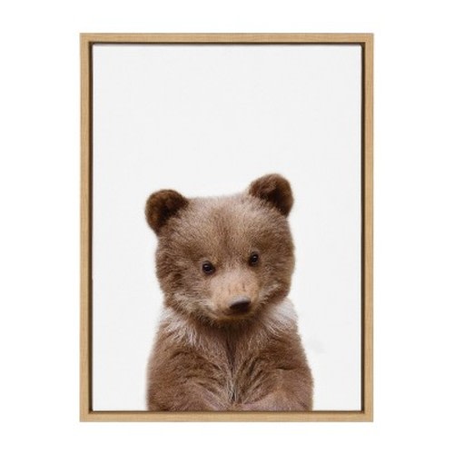 18" X 24" Sylvie Baby Bear Framed Canvas By Amy Peterson Natural - Kate & Laurel All Things Decor
