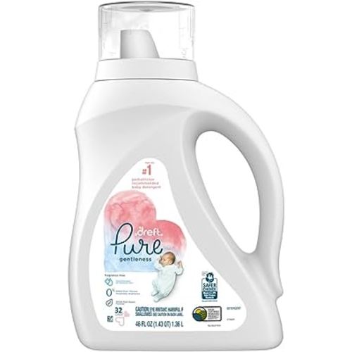 Dreft Pure Gentleness Liquid Baby Detergent, Fragrance Free, 46 fl oz 32 loads