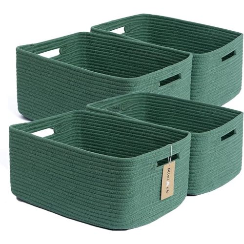 Large Storage Baskets for organizing, Woven Rope Baskets, 17x 13x 7.5”, 4 Pack
