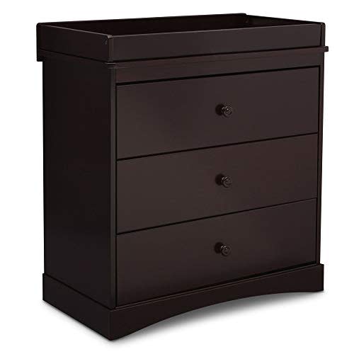 Delta Children Sutton 3 Drawer Dresser with Changing Top, Dark Chocolate