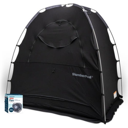 SlumberPod Privacy Canopy 3.0 & Portable Fan Set, Black